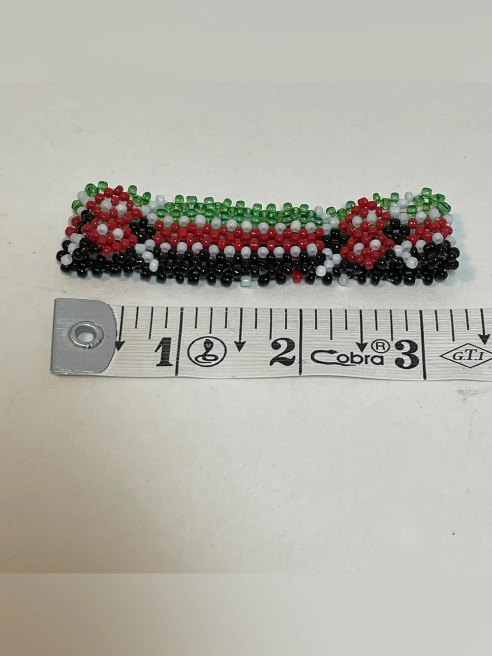 Handmade Seed Bead Slip On Bracelet Multicolor Artisan Vintage, Kenyan Flag, 7”